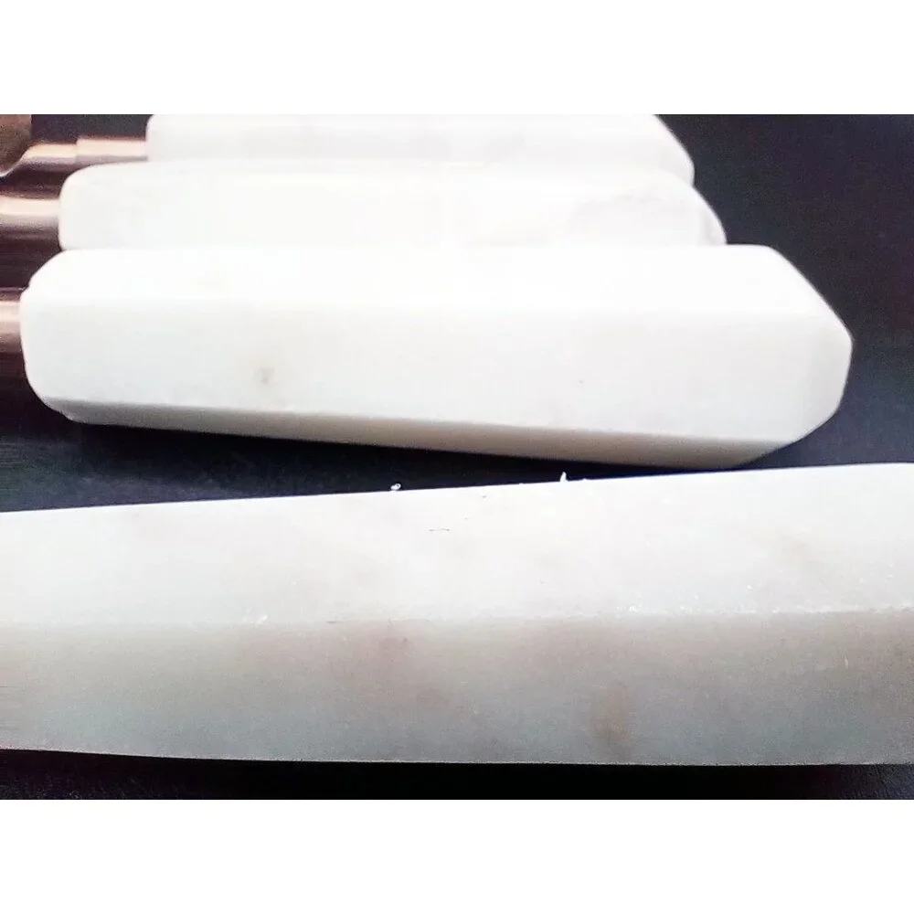 Cheese Knives Marble Handled Brass Toned Charcuterie India Vintage Set of 5